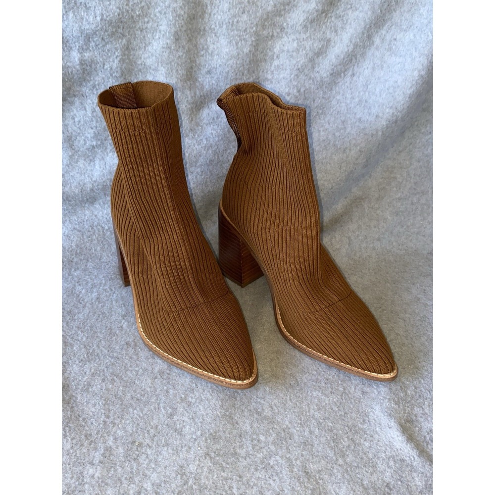 Steve Madden Sock Boots Womens Size 6.5 Nichol Brown Block Heel Pointed Toe - Picture 7 of 7